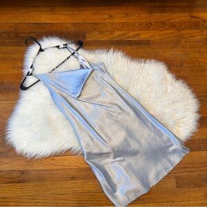 SHEIN Shimmering Silver Satin Chemise Dress: Women’s Small